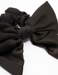 Black Satin Bow Hair Scrunchie - link has visual effect only