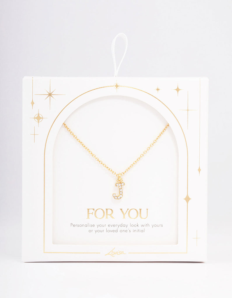 Letter J Gold Plated Initial Pendant Necklace