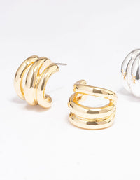Gold & Silver Plated Huggie Hoop Earring Pack - link has visual effect only