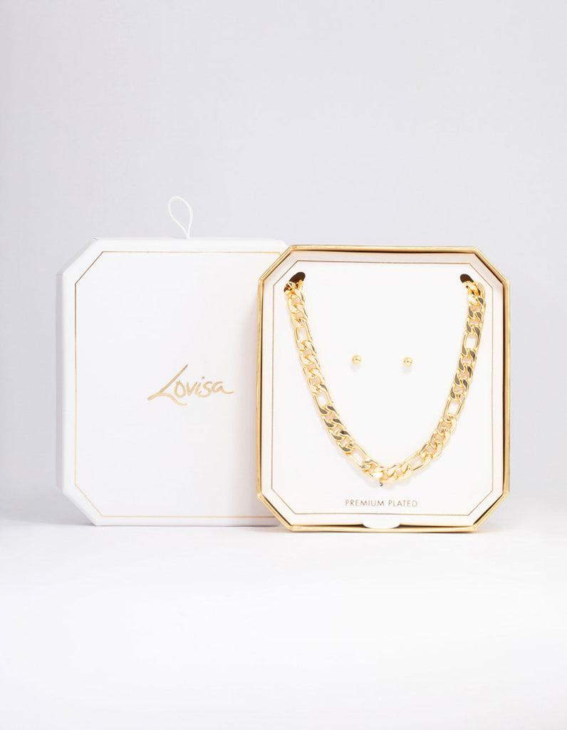 Gold Plated Figaro Chain Necklace