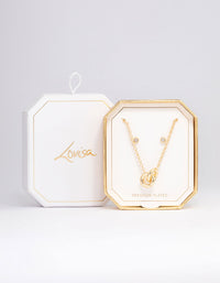 Gold Plated Circle Cubic Zirconia Necklace & Earrings Set - link has visual effect only