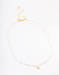 Gold Plated Letter K Initial & Pearl Pendant Necklace - link has visual effect only