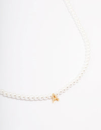 Gold Plated Letter A Initial & Pearl Pendant Necklace - link has visual effect only