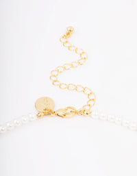 Gold Plated Letter E Initial & Pearl Pendant Necklace - link has visual effect only