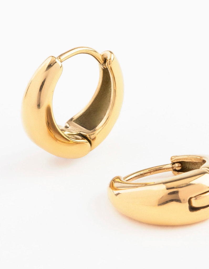 Gold Plated Stainless Steel Mini Drop Huggie Earrings
