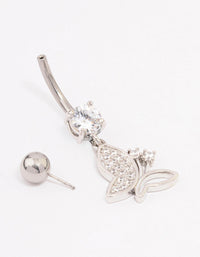 Surgical Steel Cubic Zirconia Drop Butterfly Belly Ring - link has visual effect only