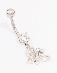Surgical Steel Cubic Zirconia Drop Butterfly Belly Ring - link has visual effect only