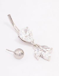 Surgical Steel Cubic Zirconia Pear Marquise Belly Ring - link has visual effect only