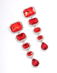 Red Graduating Multi Drop Earrings - link has visual effect only