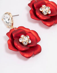Red Iridescent Flower Stone Drop Earrings - link has visual effect only