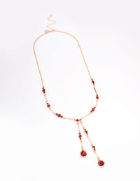 Red Multi Diamante Y-Shape Necklace - link has visual effect only