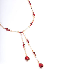 Red Multi Diamante Y-Shape Necklace - link has visual effect only