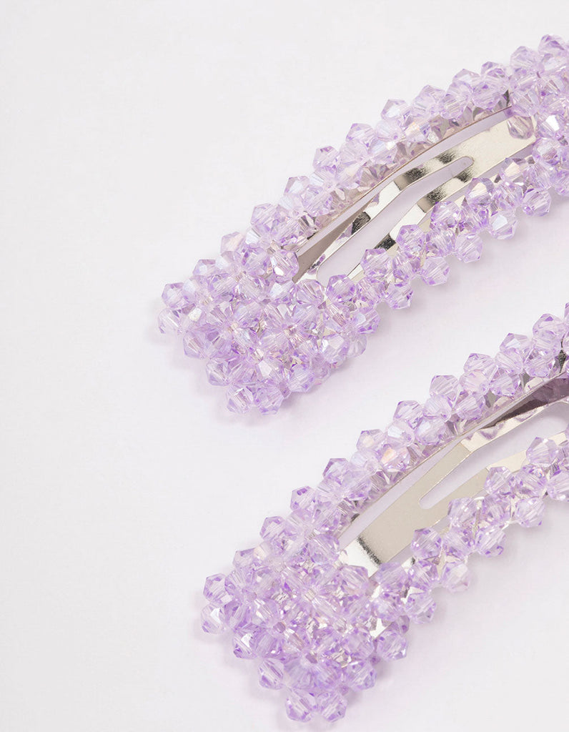 Lilac Facet Beaded Hair Clip Pack