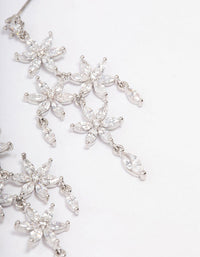 Rhodium Flower Chandelier Drop Earrings - link has visual effect only