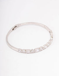 Rhodium Cubic Zirconia Mixed Shape Stone Bangle - link has visual effect only