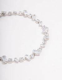 Rhodium Cubic Zirconia Rectangle & Square Stone Bracelet - link has visual effect only
