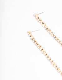Gold Round Diamante Cupchain Drop Earrings - link has visual effect only