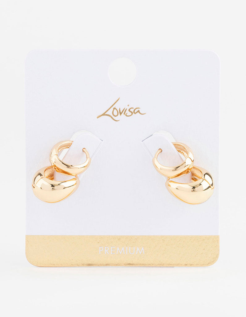 Gold Plated Bubble Huggie Earring Pack