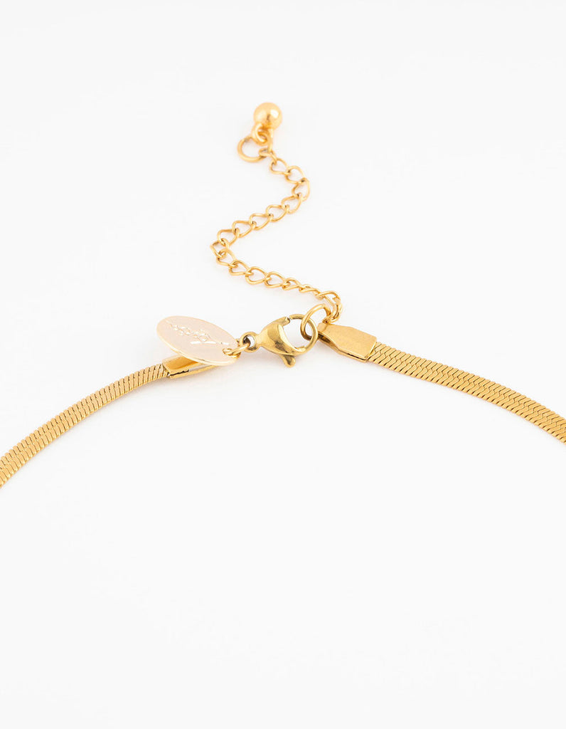 Gold Plated Cubic Zirconia Baguette Snake Pendant Necklace