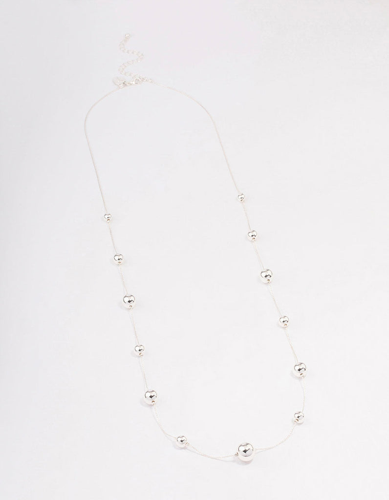 Rhodium Molten Ball Long Necklace