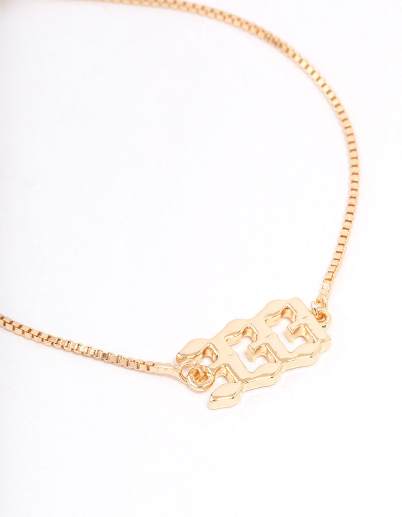 Gold Plated 333 Angel Number Bracelet