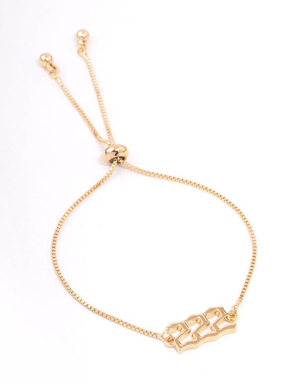 Gold Plated 222 Angel Number Bracelet