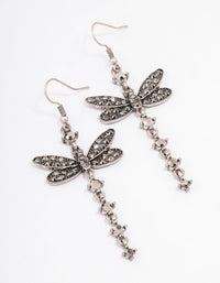 Antique Silver Dragonfly Drop Earrings - link has visual effect only