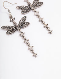 Antique Silver Dragonfly Drop Earrings - link has visual effect only