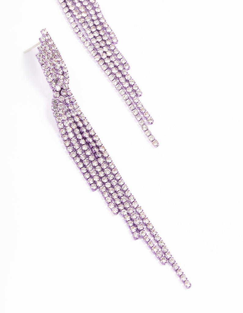 Lilac Layered Strand Twisted Drop Earrings