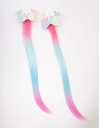 Kids Faux Hair Rainbow Reindeer Hair Clips - link has visual effect only