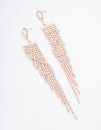 Rose Gold Wrapped Diamante Cupchain Drop Earrings - link has visual effect only