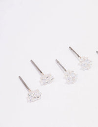 Silver Cubic Zirconia Mixed Shape Stud Earrings 3-Pack - link has visual effect only