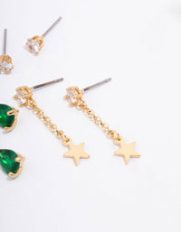 Gold Plated Star Chain Earring 3-Pack - link has visual effect only