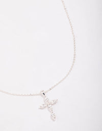Silver Plated Large Marquise Cross Pendant Necklace - link has visual effect only