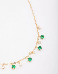 Gold Plated Alternating Cubic Zirconia Droplet Pendant Necklace - link has visual effect only