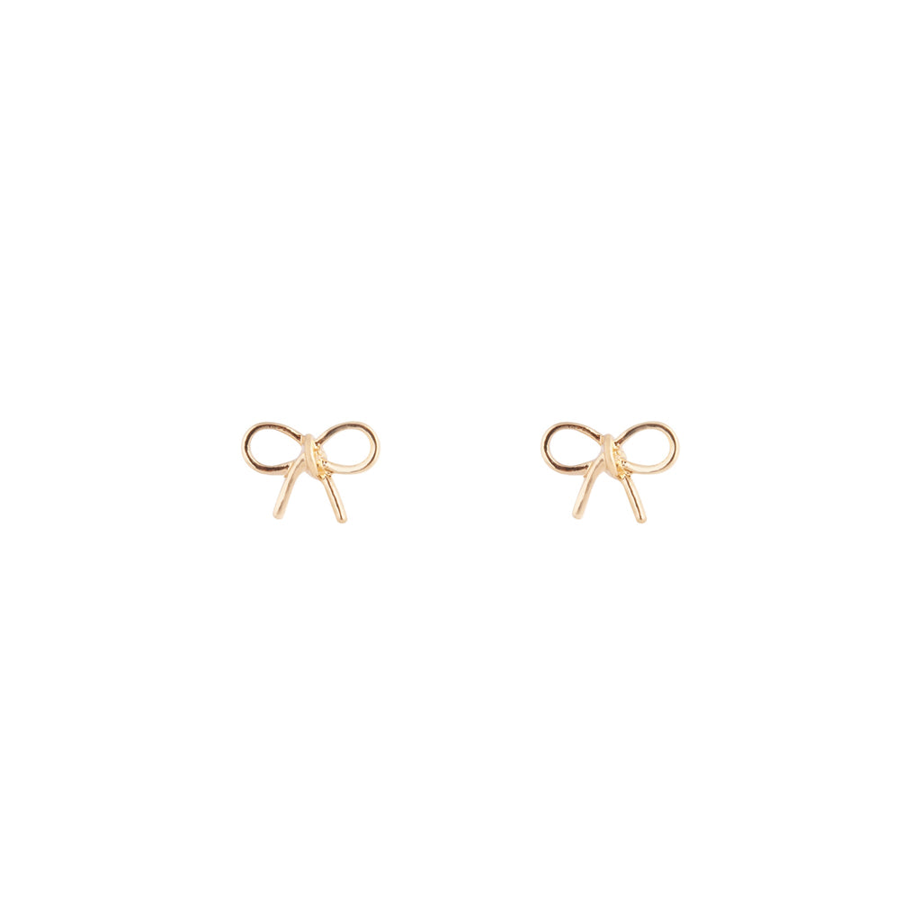 Gold Twist Bow Stud Earrings