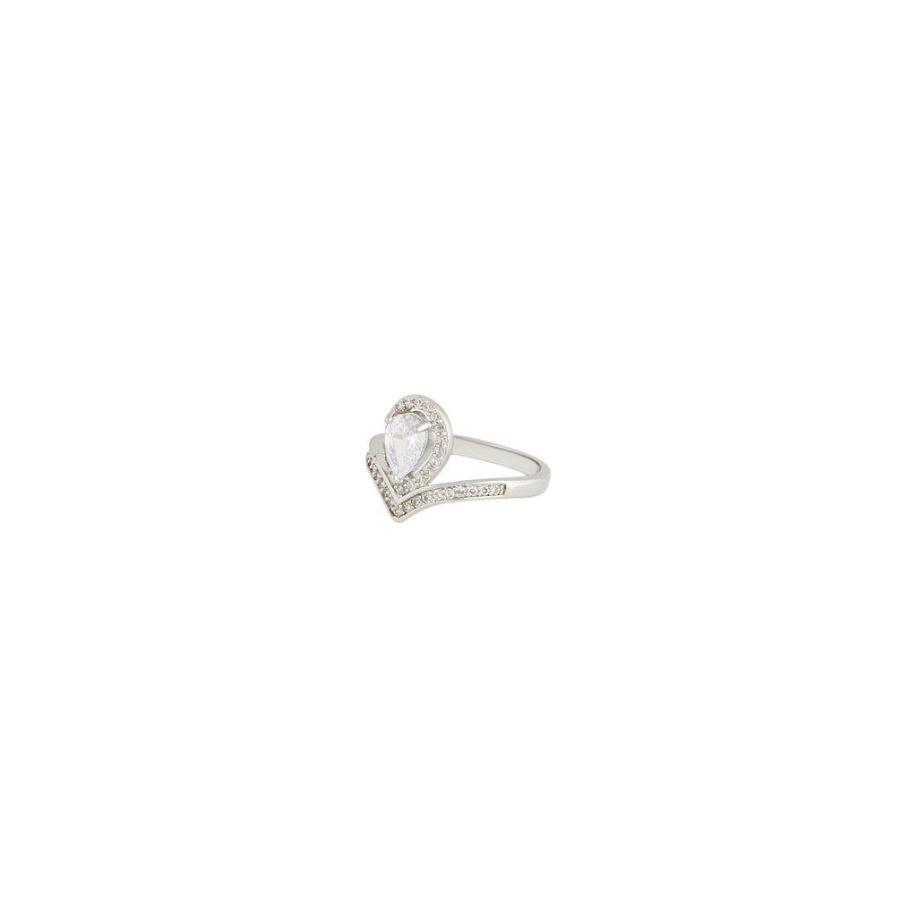 Cubic Zirconia Teardrop Engagement Ring