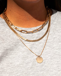 Gold Rectangle Chain Link Necklace - link has visual effect only