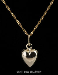 9ct Gold Puffed Heart Pendant Charm - link has visual effect only